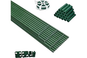 Xiny Tool 126pcs Garden Stakes Set, Includes 50Pack 17" Garden Poles, Tomato Climbing Plant Trellis Plant Climbing Frame for Vegetables Cucumber Fences Beans Outdoor Gardening