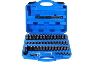 DASBET 52 in 1 Custom Bushing Driver Tool Set | Transmission Bushing Driver Removal Set Wheel Axle Bearing Race and Seal Installer Tool Kit Custom Bushing Bearing & Seal Driver Set 18mm-65mm