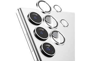 KUZOOM 2Pack 9H Auto Alignment HD Camera Lens Protector for Samsung Galaxy S24 Ultra,Metal Individual Ring Back Screen Camera Cover Film Decoration Accessories,Scratch Resistant (Silver)