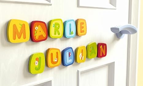 Haba Holzbuchstaben 5 Stück im Set inkl. Klebepunkte und Geschenkverpackung, Buchstaben, Kinderzimmer, Mädchen, Junge, Gesche