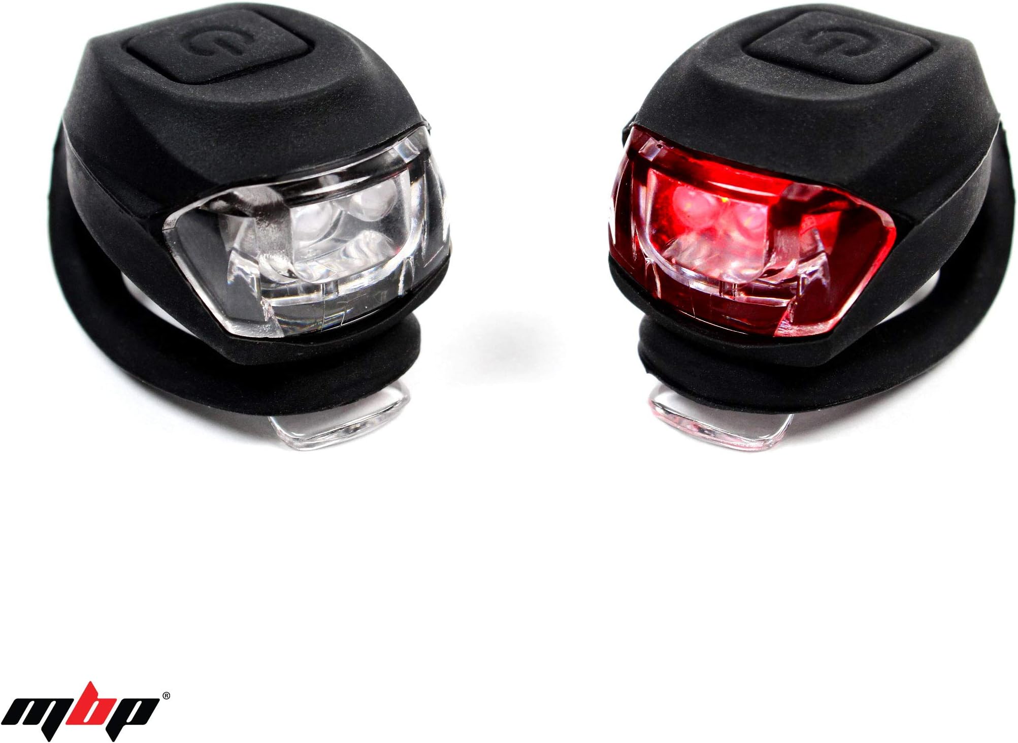 MBP SEEN & BESEEN Silicone Combo Front and Rear LED Super Bright Light Set - Headlight and Tailight, Safety Lights, Easy to Operate, Battery Operated (Included)