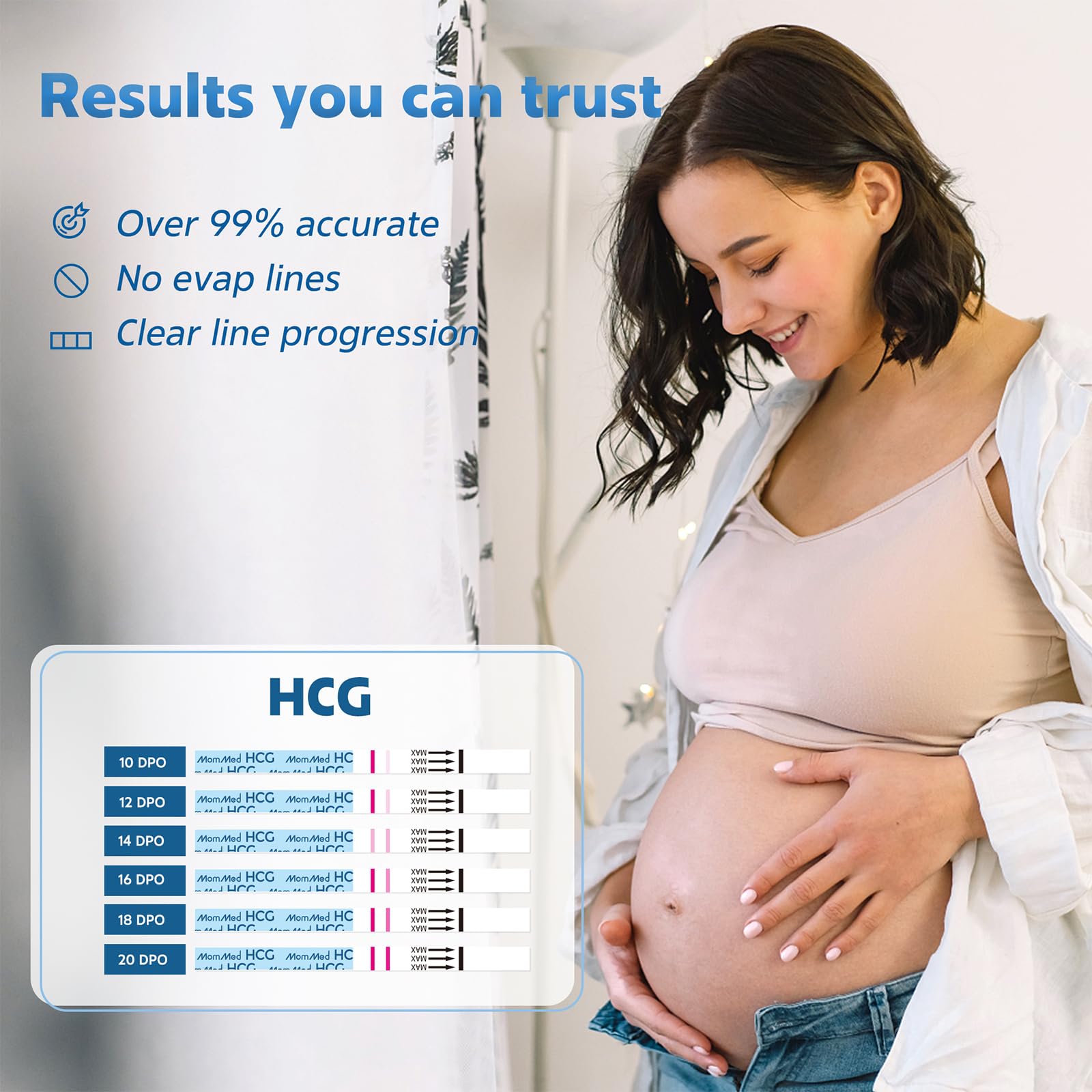MomMed Pregnancy Test, 55 HCG Pregnancy Test Strips for Early Detection, Over 99% Accurate, 55 Free Urine Cups, Bulk Pregnancy Tests for Home Use, Pruebas de Embarazo