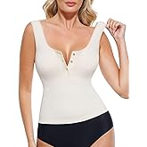 Popilush Tank Top for Women - Casual Going Out Tops Henley Shirts Square Neck Sleeveless Corset Basic Outfits Color White Size M