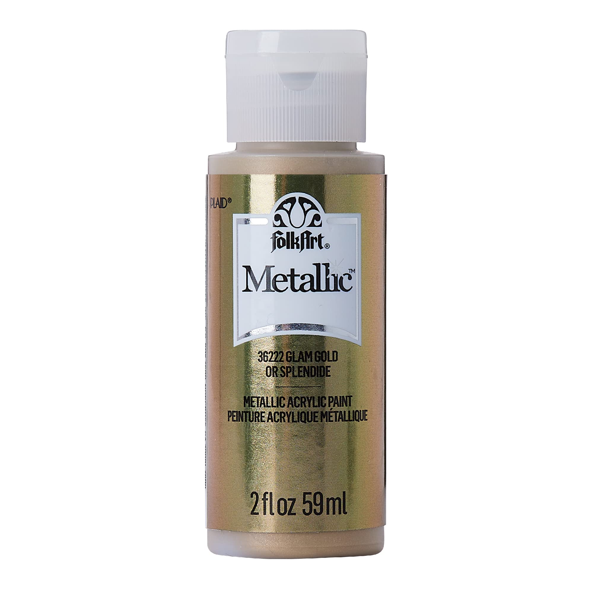 Photo 1 of FolkArt Metallic Acrylic Craft Paint, Glam Gold 2 fl oz Premium Metallic Finish Paint, Perfect For Easy To Apply DIY Arts And Crafts, 36222