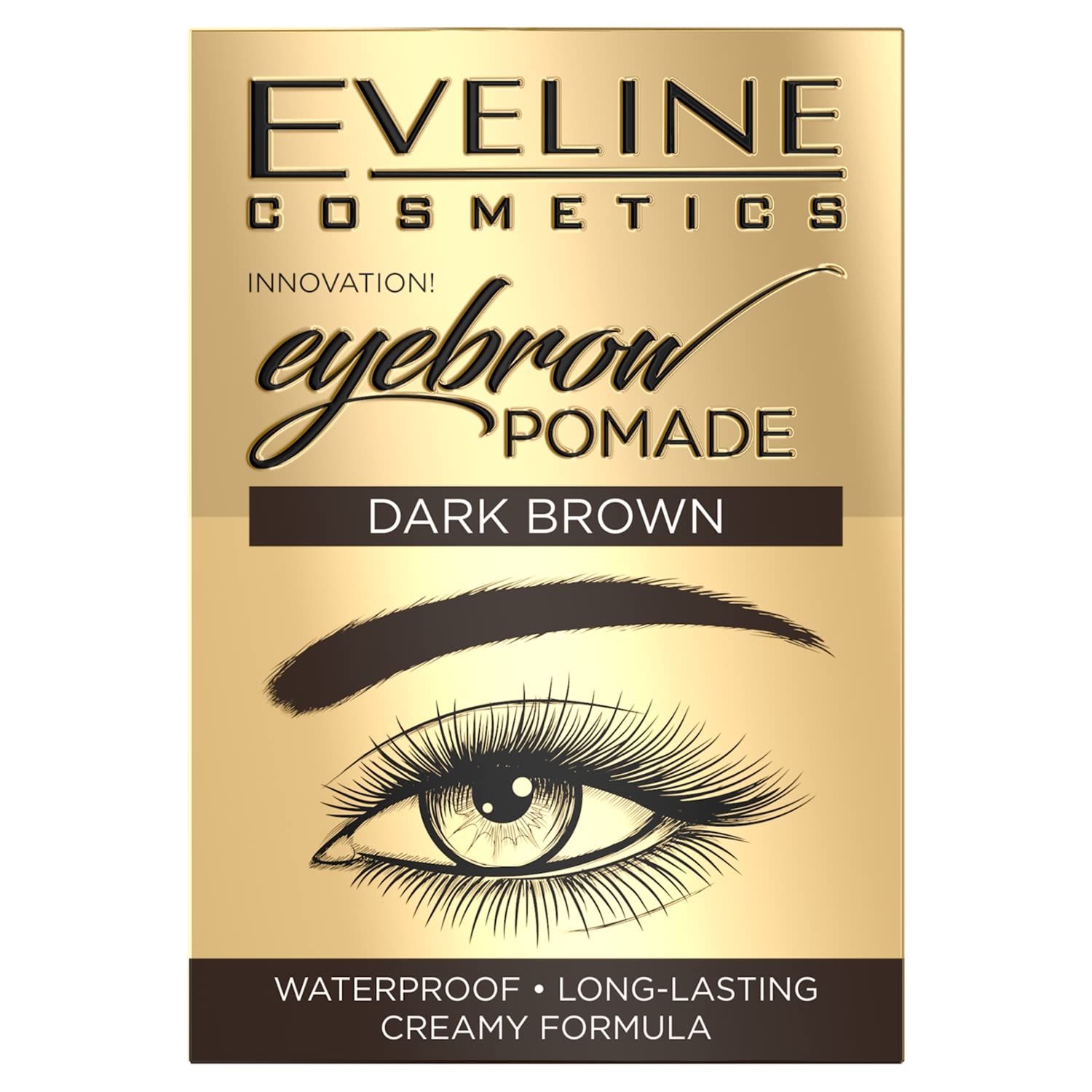 Eveline Cosmetics Eyebrow Pomade Waterproof Eyebrow Pomade - No 01 Dark Brown | Long-lasting, Waterproof Formula with Dual-Sided Applicator, 12 ML