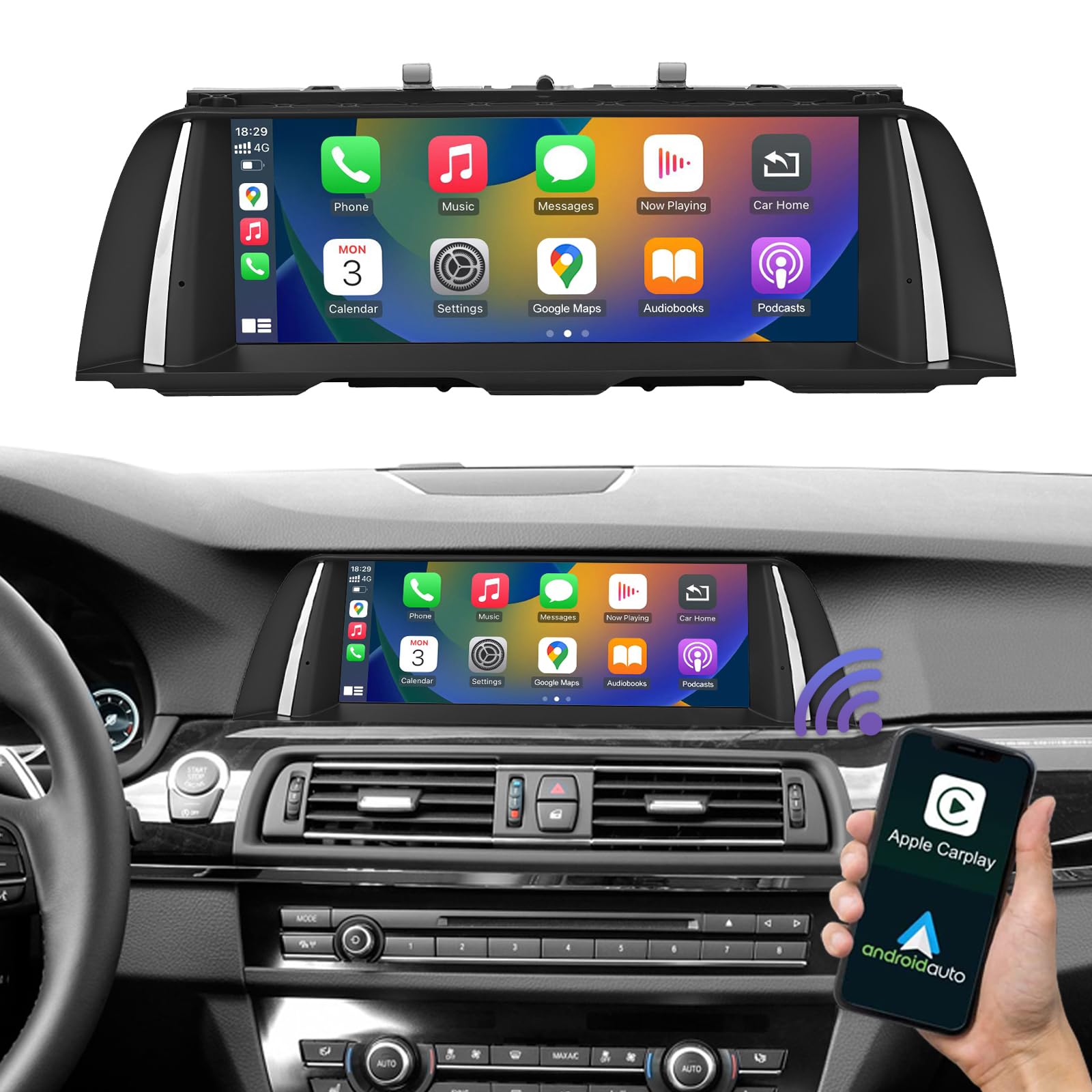 Road Top Wireless Carplay & Android Auto, 10.25 Inch Car Stereo Receiver for BMW 5 Series F10/F11 2012-2016 Year with NBT System, Car Touchscreen Multimedia Radio Receiver
