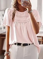 Falechay Pink Tops for Women Short Sleeve Fashion