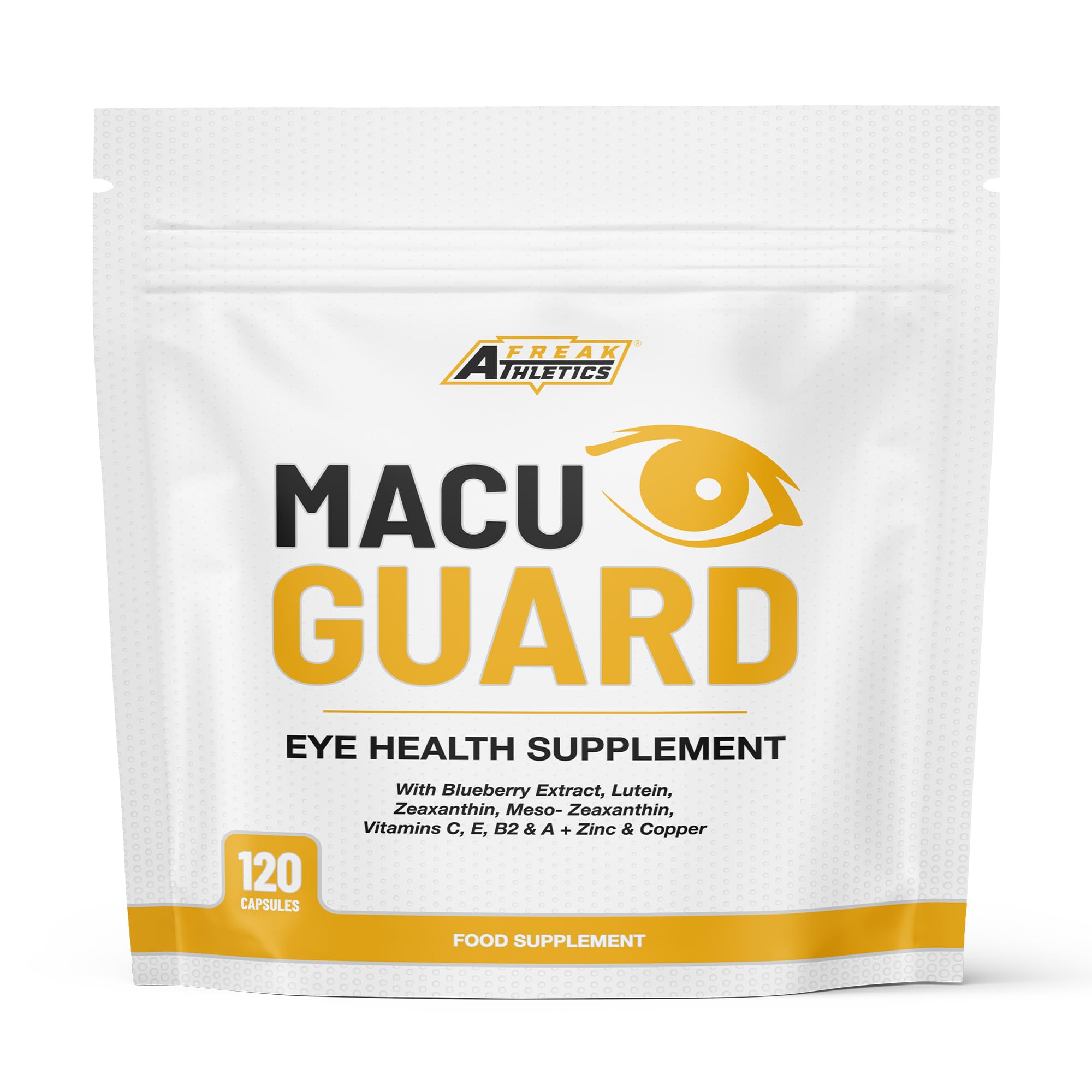 MacuGuard+ Eye Supplement - 120 Capsules - Zeaxanthin, Meso Zeaxanthin, Lutein, Blueberry Extract Plus Vitamins and Minerals - Premium UK Made