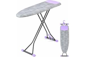 APEXCHASER Ironing Board with Iron Rest, Compact and Space Saver Iron Board, Extra Thick Cover, Height Adjustable, Wall Mount & Closet Hanger 13x43 Grey