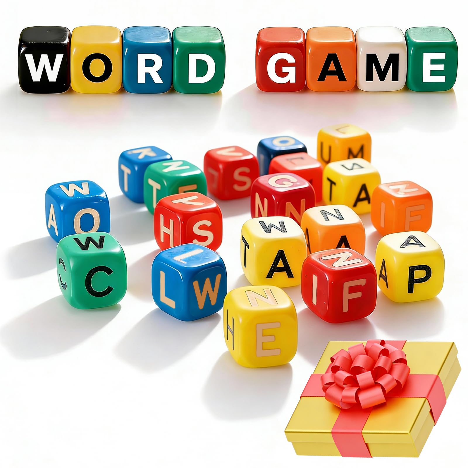 36PCS Dice Word Brain Exercise Game, Scramble Crossword Dice Brain Exercise Travel-Friendly Board Games Set for 1-3 Players, Spelling & Vocabulary for Families, Game Nights & Parties