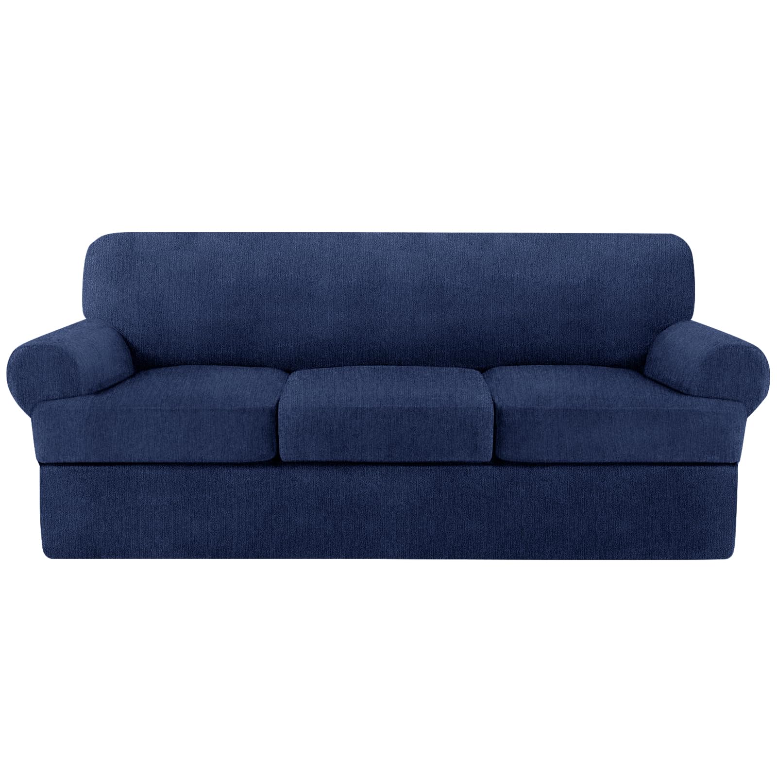 Photo 1 of Jcones T Cushion Sofa Slipcover 4 Pieces Sofa Covers for T Cushion Couch Soft Sofa Slip Covers Furniture Protector with 3 Individual T Shape Seat Covers (Navy, 3 Cushions)