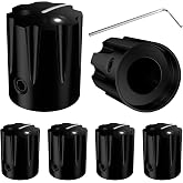DAIERTEK Guitar Pedal Knob Metal 6.35MM Potentiometer Knob 1/4 Shaft Control Knobs Black Aluminum Apilifier Knobs with Set Screw for Effect Pedal AMP Replacement -6pcs