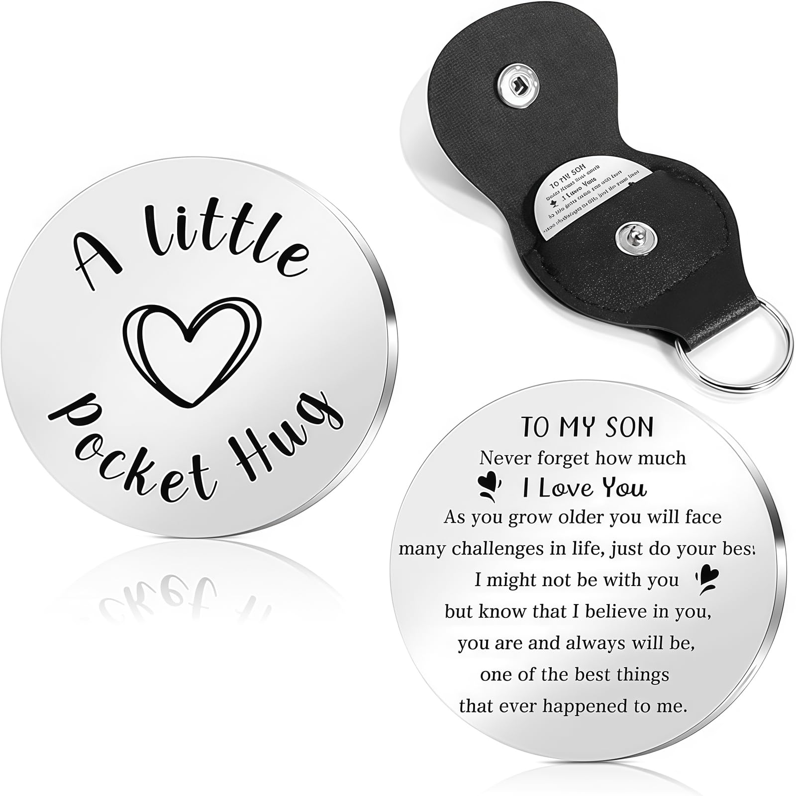 Maslasee Son Gifts from Mum, Son Gifts from Dad - Heartfelt Pocket Hug Token, Inspirational Gifts for Son, Perfect Birthday & Graduation Keepsake for Adult Son, Gift for My Son