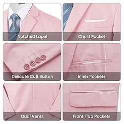 MAGE MALE Mens Two Button 3-Piece Suits Slim Fit
