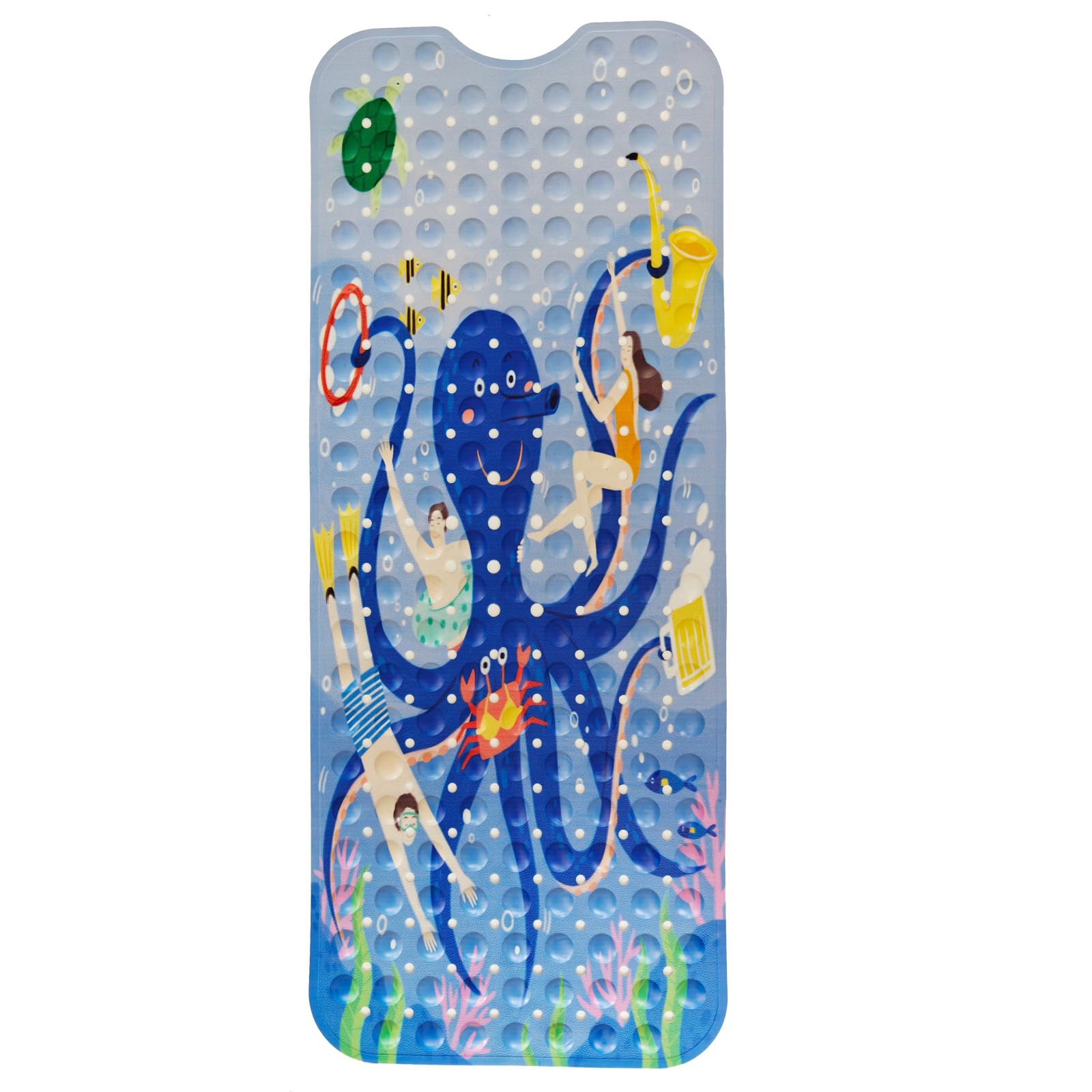 Non Slip Bath Mat for Inside Bath for Kids, Cartoon Sea Animal Bathtub Mat Shower Mat, Bathroom Mat Anti Slip with Suction Cup Machine Washable Long 40 X 16 Inch, 100 x 40cm - Octopus