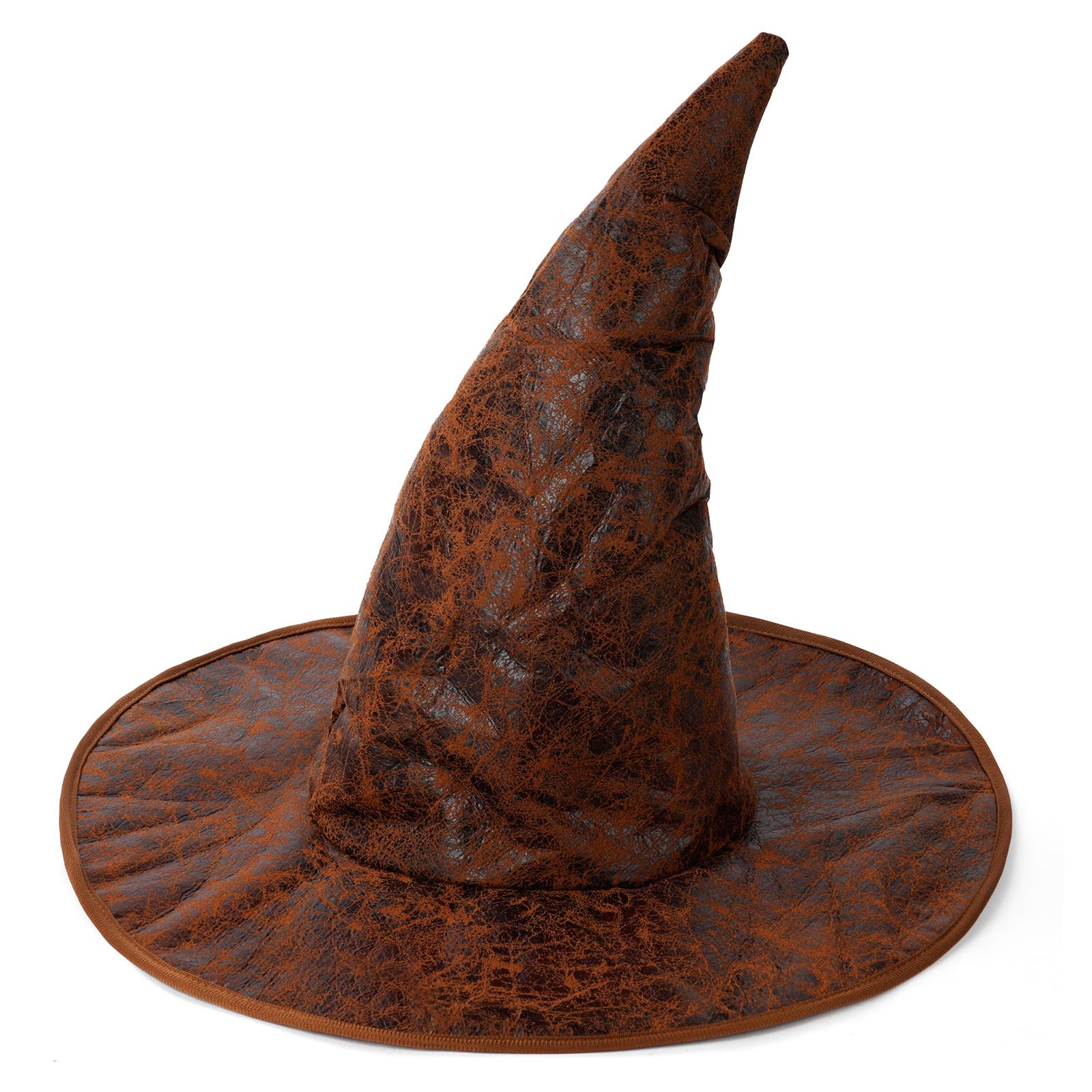 Aomig Brown Witch Hat Women Large Halloween Witches Hat Adult Wide Brim Pointed Hat Fancy Dress Costume Party Masquerade Cosplay Accessories Head Decor