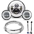 DOT 7" Inch LED Headlight 2PCS 4.5" Fog Passing Lights For Harley
