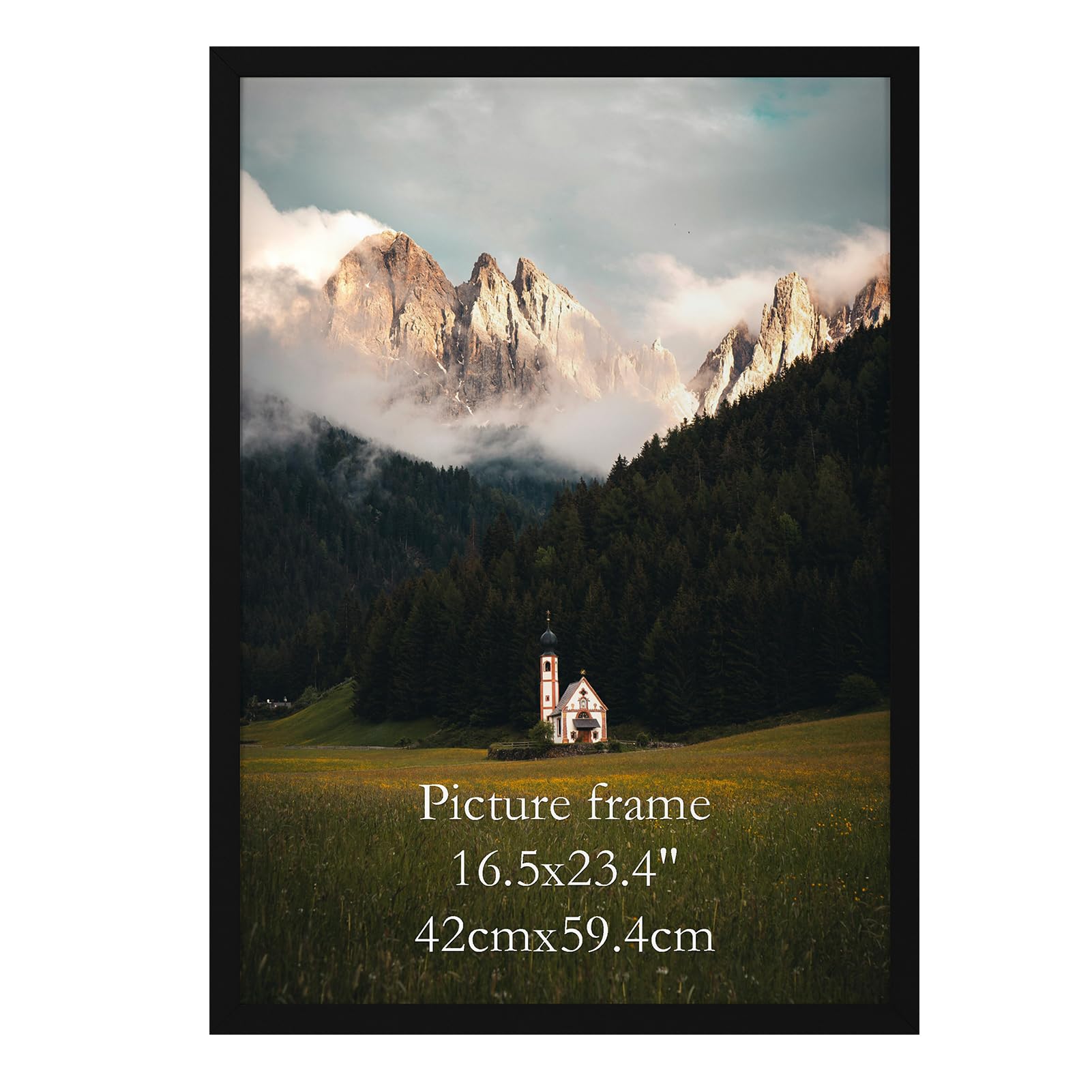 Giftgarden A2 Picture Frame Black, 16.5x23.4 Inch Thin Poster Photo Frame for Wall Display, Single Image