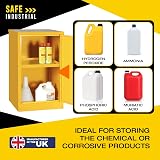 Safe Industrial COSHH Cabinet 1 Shelf 10L Metal Chemical Storage Hi-Vis Yellow view 5
