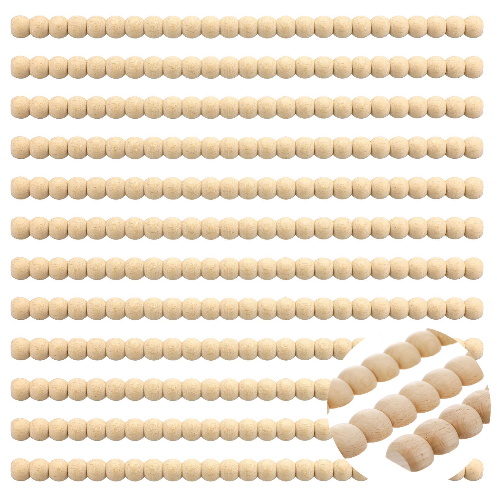 Photo 1 of Nuanchu 12 Pcs Decorative Beaded Wood Trim Half Wooden Beads Trim Molding 15. 75 Inch Unfinished 3D Decorative Bead Pearl Wood Molding Cute DIY for Home Wall Cabinet Shelf Window Door (20 mm)