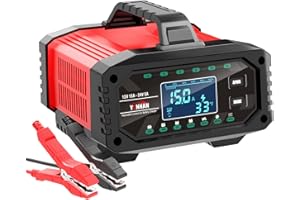 YONHAN 15A Battery Charger, Adjustable Current Car Battery Charger,12V/24V LiFePO4 Lead Acid Trickle Charger, Desulfator with Temperature Compensation for AGM, STD, Gel, Deep Cycle Batteries