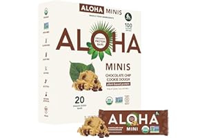 ALOHA Organic Plant Based Protein Bar MINIS |Chocolate Chip Cookie Dough| 20 Count, 24g Bars | Vegan, Low Sugar, Gluten Free, Paleo, Low Carb, Non-GMO, Stevia Free, Soy Free, No Sugar Alcohols