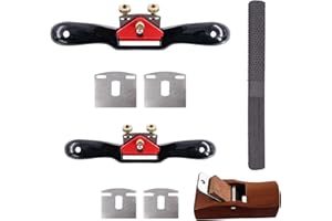Swpeet 8Pcs 9" 10" Adjustable Spokeshave With Replacement Blades and 4-Way Rasp File - Portable Woodworking Planes Hand Tool 
