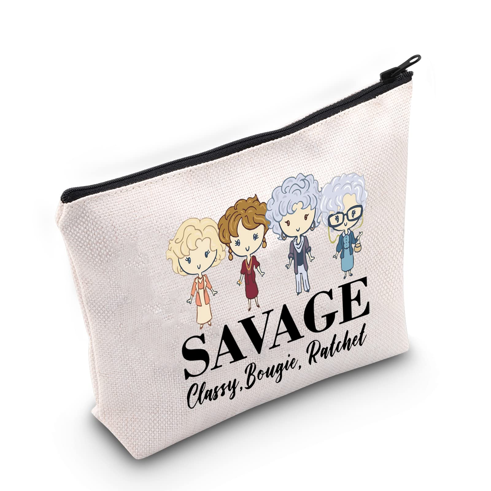 WZMPA Golden TV Show Cosmetic Makeup Bag Golden TV Show Fans Gift Savage Bougie Classy Ratchet Makeup Zipper Pouch Bag For Women Girls, Savage Bougie