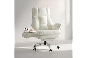 HOMRELEXA Big and Tall Office Chair, Flip Armrests for Pets & Cross Legged Sitting, Executive Ergonomic Computer Gaming Chair with Foot Rest, Teddy Fleece Wide Seat Reclining Desk Chair