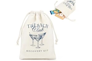 CEELGON 10 Pack The Bach Club Hangover Kit Bags for Bachelorette Birthday Party Favors Gifts 5" x 7" Drawstring Recovery Kit Goodie Pouch Girls Trip Emergency Supplies (Navy Blue)