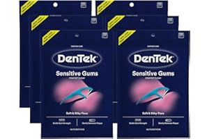DenTek Comfort Clean Sensitive Gums Floss Picks, Soft & Silky Ribbon, 150 Count, 6 Pack (Blue)