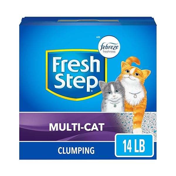 FRESH STEP MULTI-CAT EXTRA STRENGTH SCENTED LITTER WITH THE POWER OF FEBREZE, CLUMPING CAT LITTER, 14 POUNDS (PACKAGE MAY VARY)