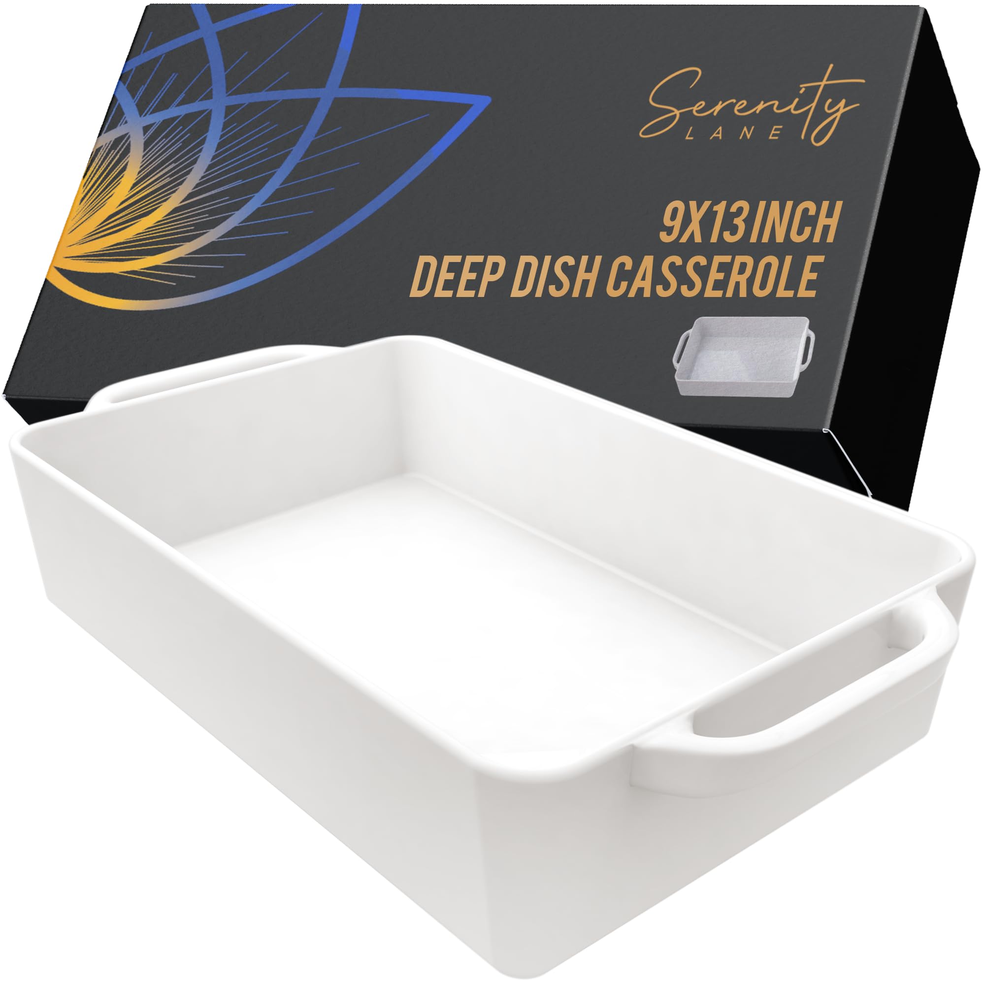 Photo 1 of Casserole Dish - 9x13 Nonstick Extra Large 5 Quart, Premium Porcelain Serving Dish and Deep Baking Pan For Lasagna and a Wide Range of Homemade Meals