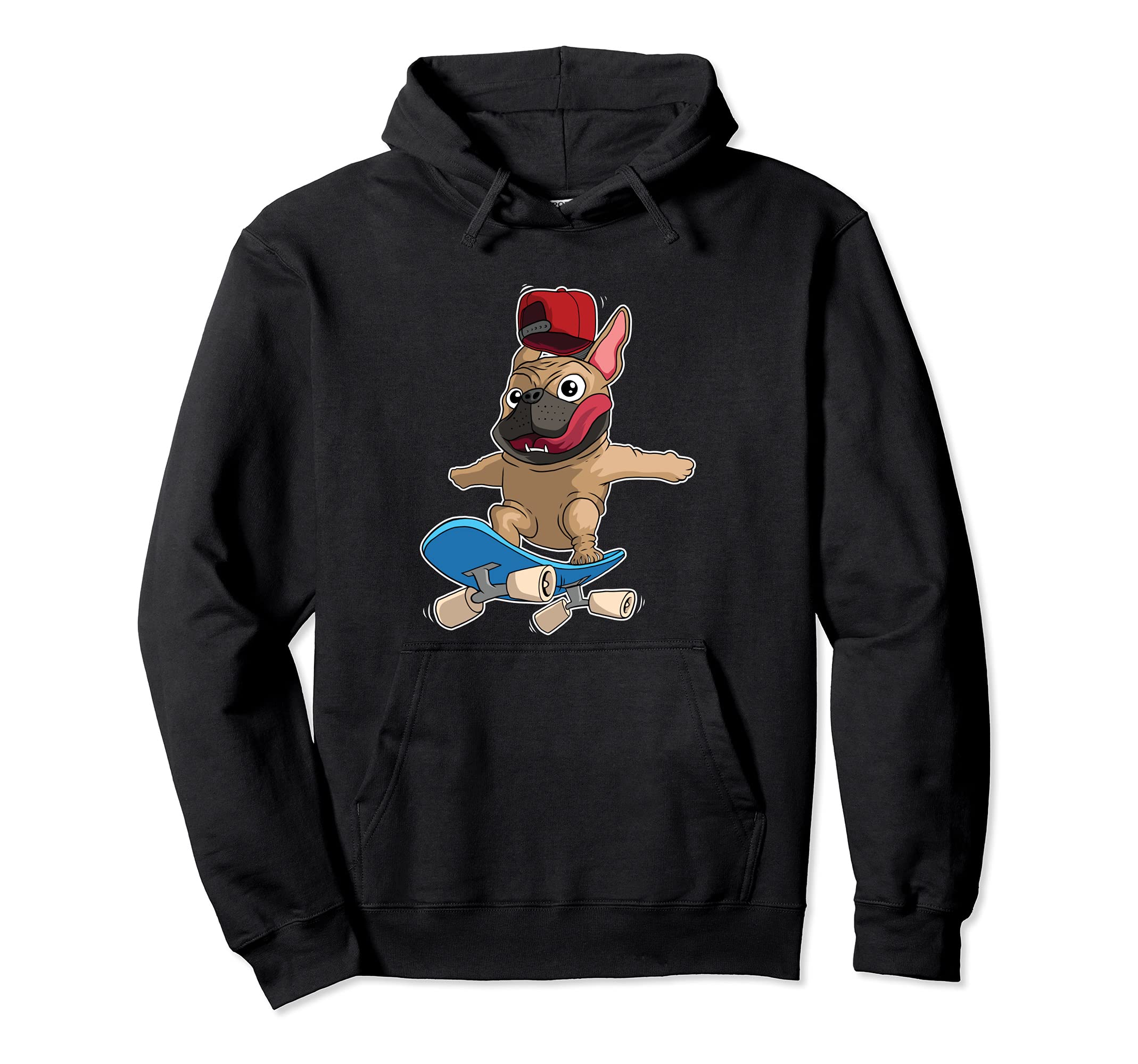 Cool pug rides a skateboard Pullover Hoodie
