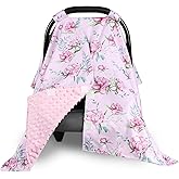 DILIMI Baby Car Seat Cover, Minky Warm Car Seat Covers for Babies, Peekaboo Opening Infant Car Seat Cover, Nursing Cover Carseat Canopy, Purple Floral