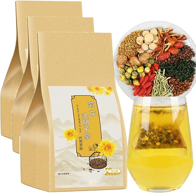 Amazon 菊花茶 菊花决明子茶 ケツメイシ 菊花 决明子 牛蒡根 金銀花 桂花 養生茶 450克 5gx30ティーバッグx3袋 Sifangda ハーブティー 通販