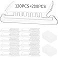 Hanging File Folder Tabs, 120 Pcs File Folder Tabs and 200 Pcs Inserts, File Tabs for Hanging Folders, Plastic Hanging Folder Tabs, Clear Hanging File Tabs for File Folders