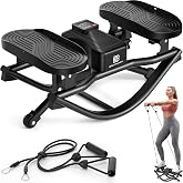 Rocking Stepper with Digital Display，3D Motion Stair Stepper with Resistance Bands - 330LB Capacity Low-Impact Home Cardio Machine for Legs, Glutes &amp; Core