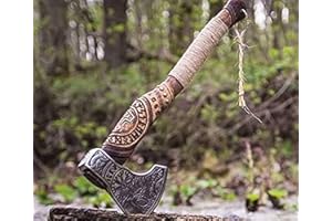 AXE027AM FS Crafts 21.00" Custom Handmade Carbon Steel Viking Axe Hand Forged Outdoor Hunting Camping Axe Hatchet Bearded Axe