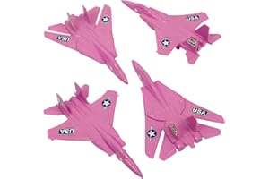 TIM MEE TOY TimMee Plastic Army Men Combat Fighter Jets - 4pc Pink Airplanes Made in USA