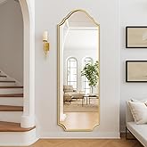 WallBeyond Arched Full Length Mirror Wall Mounted, 65"x22" Gold Metal Frame Full Body Mirror for Bedroom, Living Room, Hanging or Leaning Against Wall Full Size