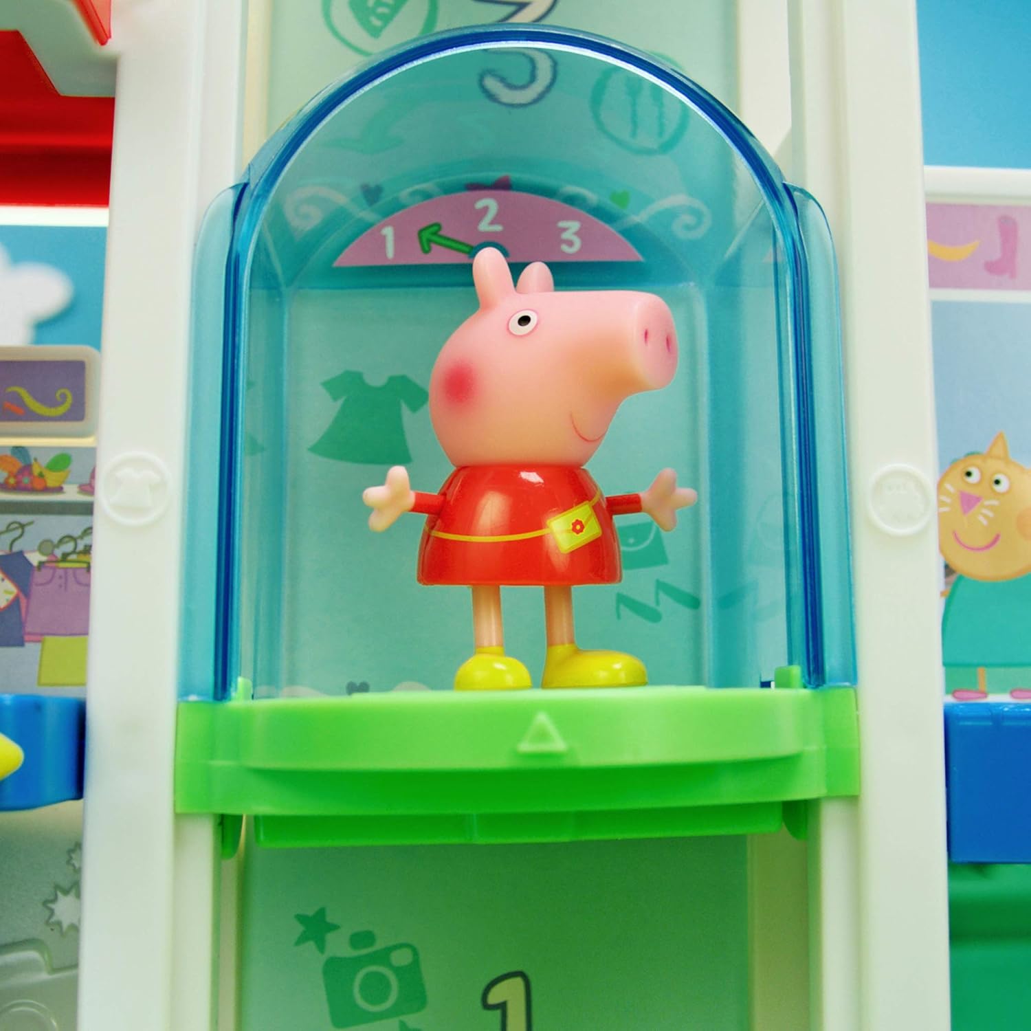 Peppa Pig Shopping Mall with Family, Includes 1 Connectable Mall Playset, 4 Character Toy Figures, 2 Chairs, 1 Pizza Table, 1 Toy Boat – Toys for Kids -  Exclusive: Toys & Games