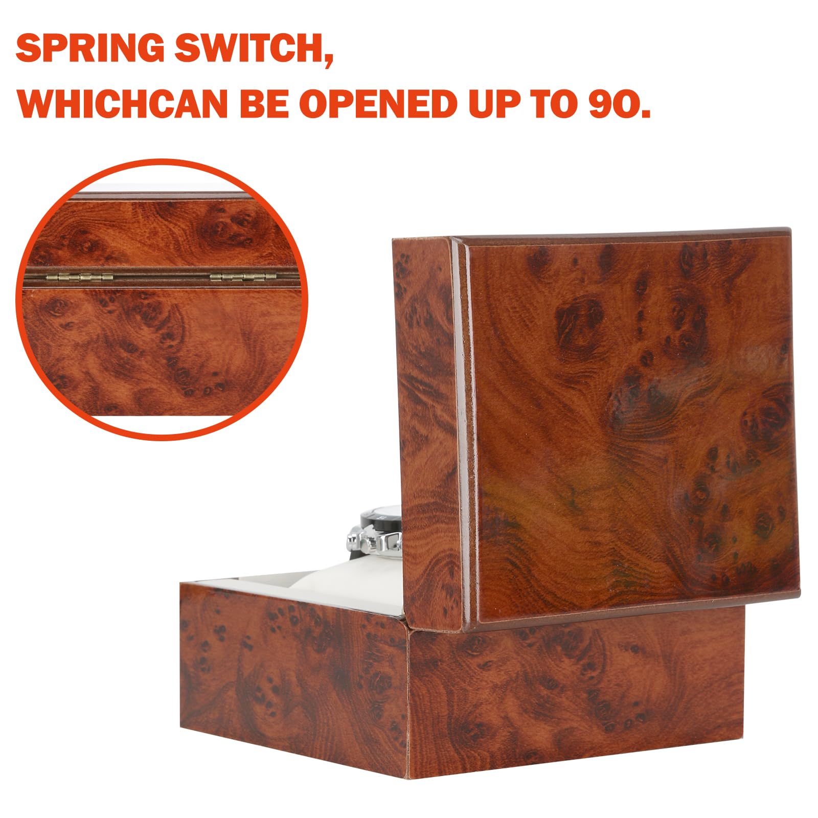 BAOPEND Wooden Single Watch Gift Box with Pillow, Wood Wristwatch Wrist Watch Case Storage Box for Christmas, Birthdays, Anniversary (Wood Color A)