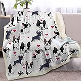 BlessLiving Red Hearts Dog Cat Print Plush Blanket