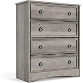 LGHM Dressers for Bedroom with 4 Drawers,Modern 4 Drawer Dresser with Textured Borders, Chest of Drawers Closet Organizers and Storage Clothes - 6" Deep Drawer for Bedroom, Living Room, Gray