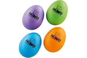 Nino Percussion Plastic Egg Shaker Set, 4 Pieces - For Classroom Music or Playing at Home, 2-YEAR WARRANTY (NINOSET540-2),Aubergine, Grass Green, Orange, Sky Blue