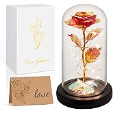 Childom Valentines Day Rose Gifts for Her,Birthday Gifts for Women Mom Mothers Day,Flowers for Delivery Prime,Red Light Up Rose in A Glass Dome,Anniversary Valentines Rose Gift for Wife Daughter