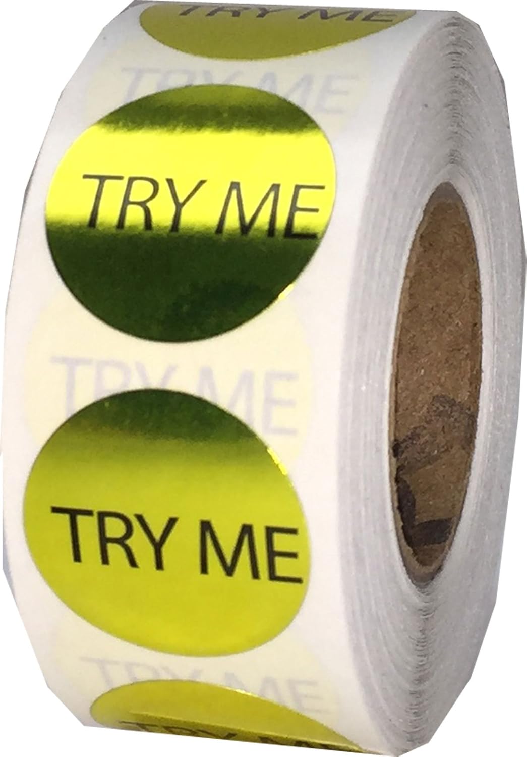 Metallic Gold Try Me Stickers, 19 mm 3/4 Inch Shiny Dot Labels 500 Pack