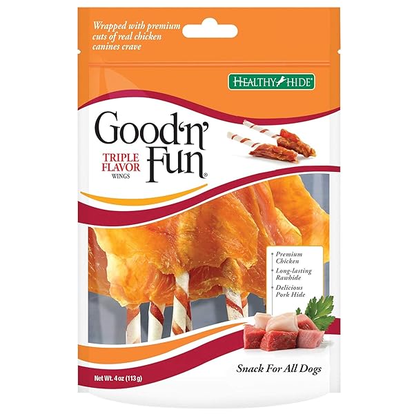 HEALTHY HIDE GOOD ‘N’ FUN TRIPLE-FLAVOR WINGS – BEEF, PORK & CHICKEN 4 OZ – PACK OF 1010