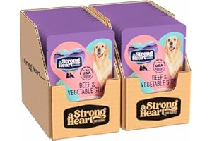 STRONGHEART A Strong Heart Wet Dog Food Pouches, Beef & Vegetable Stew, 3.5 oz Pouches (Pack of 24), Made in The USA with Real Beef